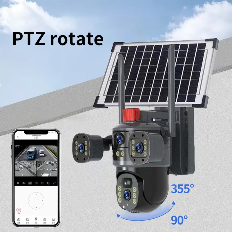 Camera de Supraveghere 4G cu Panou Solar, 12MP Ultra HD, Zoom 10X, Vedere Tripla, Night Vision, Detectare Umana, Card 32GB Inclus [2]
