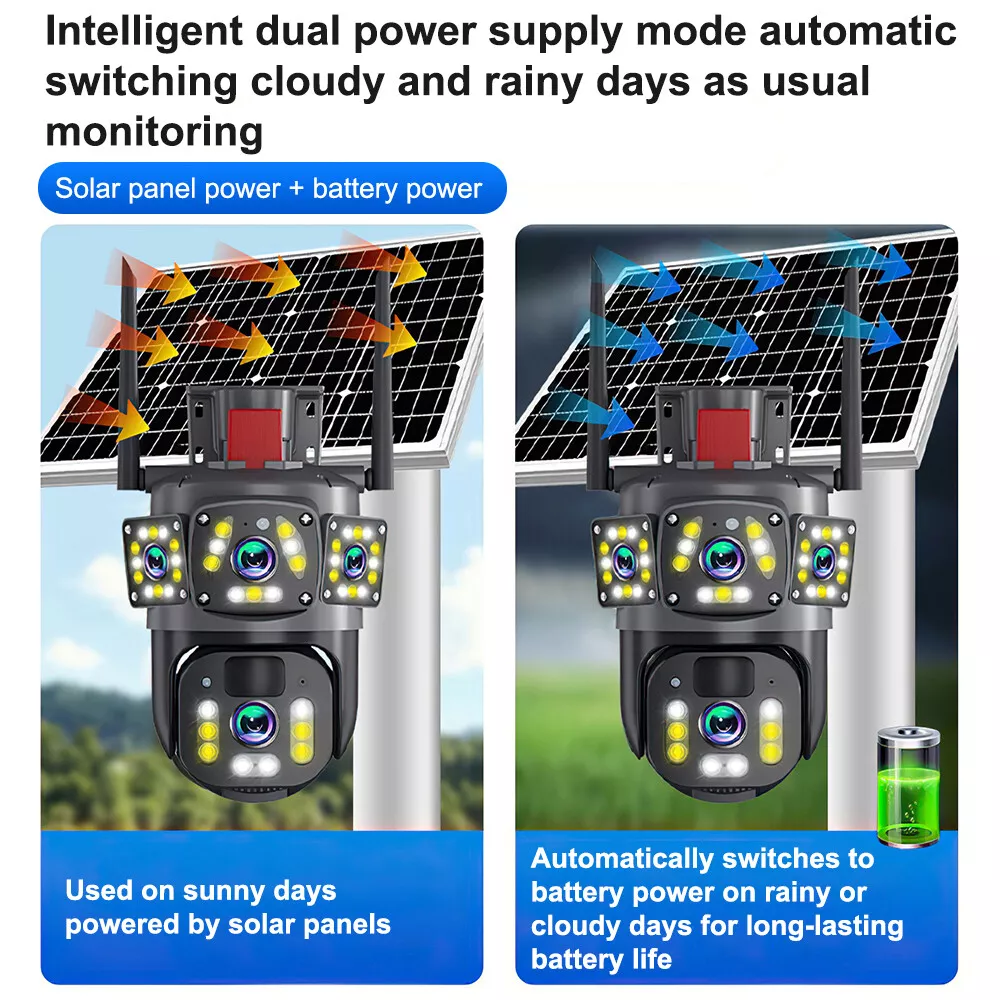 Camera de Supraveghere 4G cu Panou Solar, Lentila Rotativa si Fixa, 6MP Full HD, Detectie Umana AI, Night Vision 30m, Zoom 10X [10]