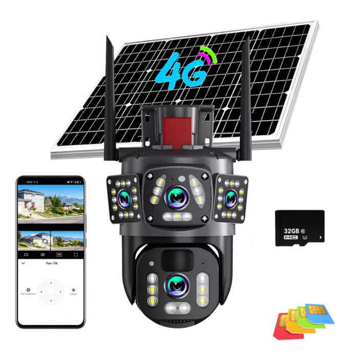 Camera de Supraveghere 4G cu Panou Solar, Lentila Rotativa si Fixa, 6MP Full HD, Detectie Umana AI, Night Vision 30m, Zoom 10X [20]