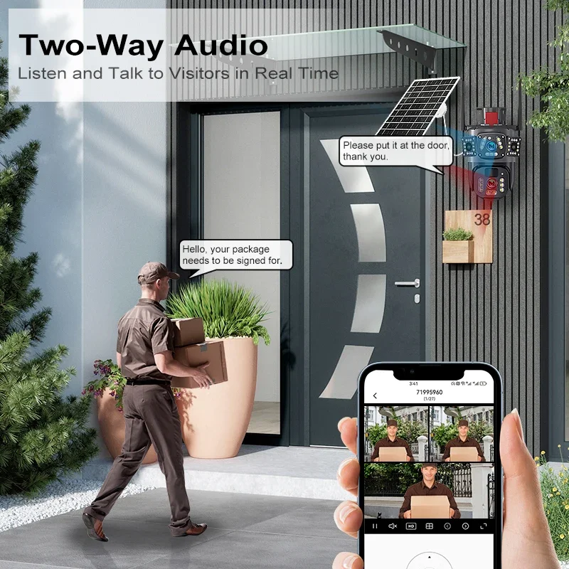 Camera de Supraveghere 4G cu Panou Solar, Lentila Rotativa si Fixa, 6MP Full HD, Detectie Umana AI, Night Vision 30m, Zoom 10X [4]