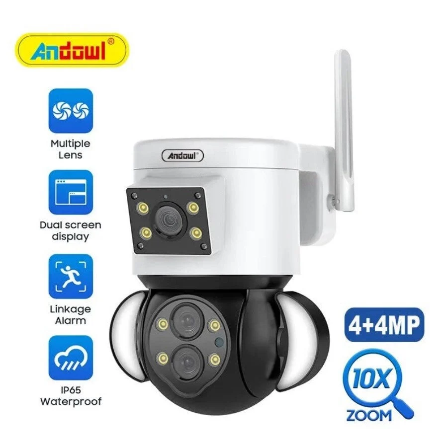 Camera de supraveghere 4K, Wi-Fi, 2 Lentile - fixa si mobila, Zoom 10X, 4+4MP, senzor de miscare, IP65, Andowl Q-SX921 [10]