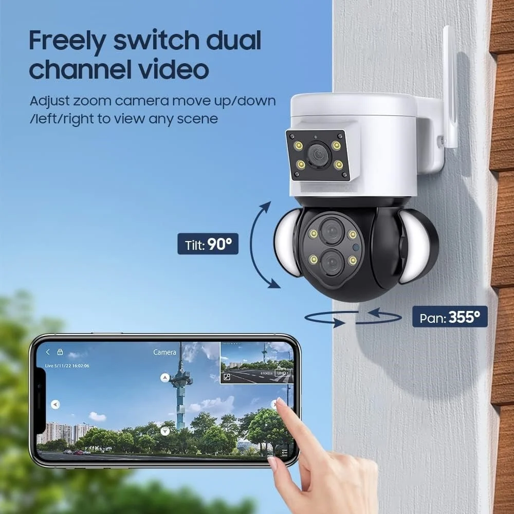 Camera de supraveghere 4K, Wi-Fi, 2 Lentile - fixa si mobila, Zoom 10X, 4+4MP, senzor de miscare, IP65, Andowl Q-SX921 [2]