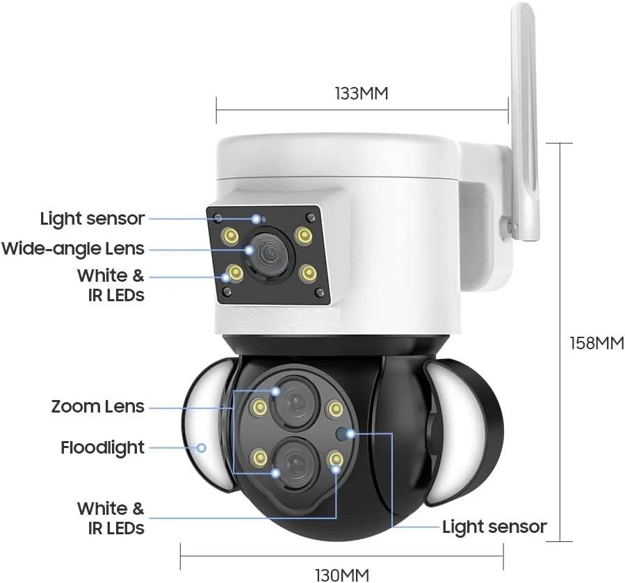 Camera de supraveghere 4K, Wi-Fi, 2 Lentile - fixa si mobila, Zoom 10X, 4+4MP, senzor de miscare, IP65, Andowl Q-SX921 [12]