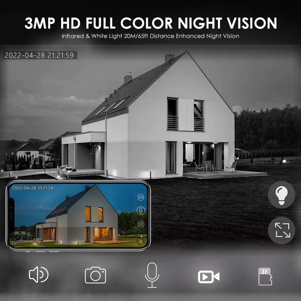 Camera de Supraveghere Jortan, cu Panou Solar, 5 MP 1080p, WiFi, exterior, Microfon, Difuzor, Control din telefon [6]