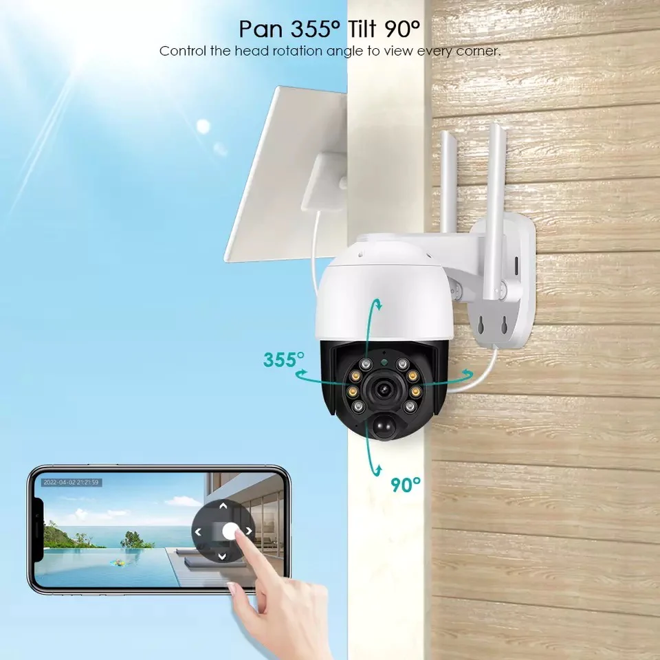 Camera de Supraveghere Jortan, cu Panou Solar, 5 MP 1080p, WiFi, exterior, Microfon, Difuzor, Control din telefon [2]