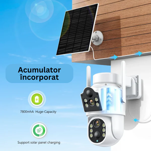 Camera de Supraveghere Duala cu Panou Solar Jortan, Lentila fixa si mobila, Exterior, 4K, WIFI, Infrarosu [3]
