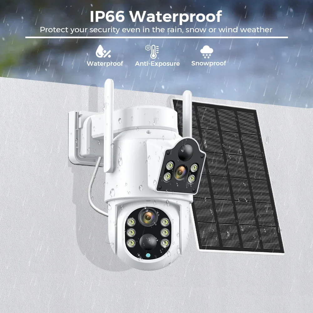 Camera de Supraveghere Duala cu Panou Solar Jortan, Lentila fixa si mobila, Exterior, 4K, WIFI, Infrarosu [5]