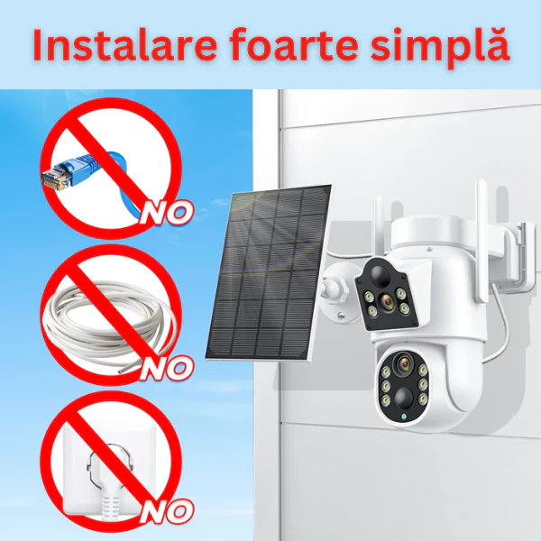 Camera de Supraveghere Duala cu Panou Solar Jortan, Lentila fixa si mobila, Exterior, 4K, WIFI, Infrarosu [4]