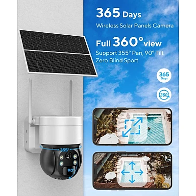 Camera de Supraveghere Jortan cu Panou Solar, WiFi, Senzor de Miscare, Infrarosu, Rotativa, IP66 [17]