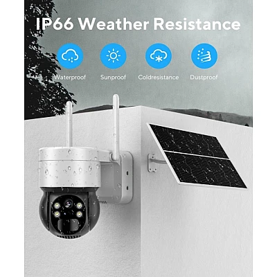 Camera de Supraveghere Jortan cu Panou Solar, WiFi, Senzor de Miscare, Infrarosu, Rotativa, IP66 [18]