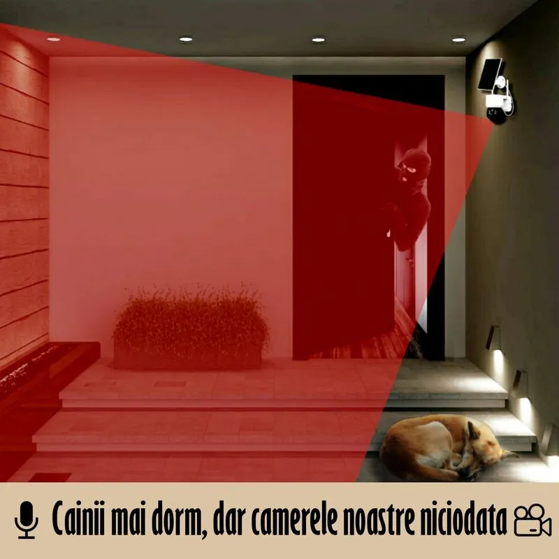 Camera de Supraveghere Jortan cu Panou Solar, WiFi, Senzor de Miscare, Infrarosu, Rotativa, IP66 [12]