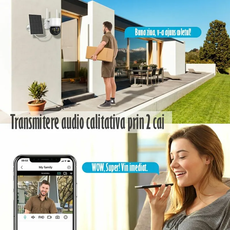 Camera de Supraveghere Jortan cu Panou Solar, WiFi, Senzor de Miscare, Infrarosu, Rotativa, IP66 [4]