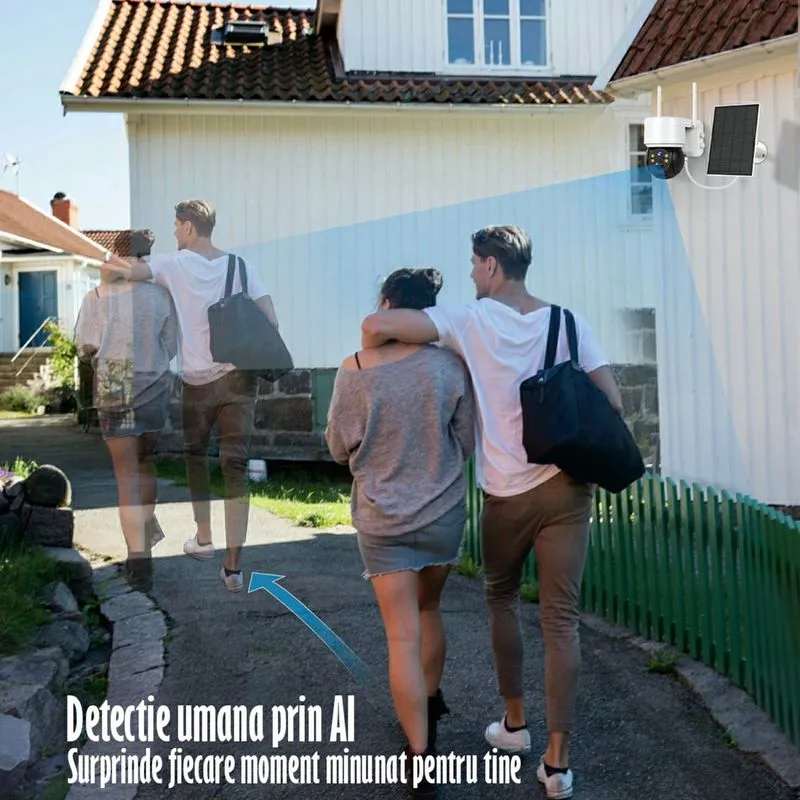 Camera de Supraveghere Jortan cu Panou Solar, WiFi, Senzor de Miscare, Infrarosu, Rotativa, IP66 [10]