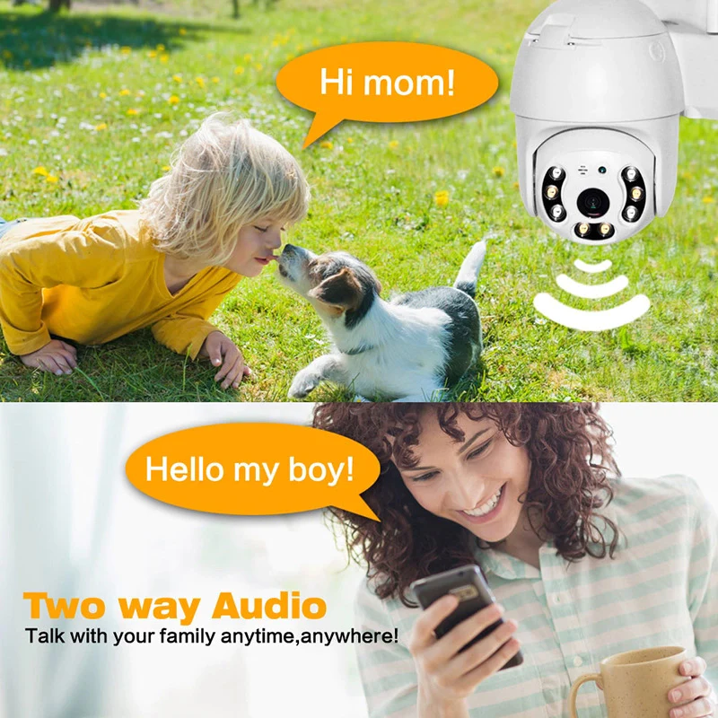 Camera de Supraveghere rotativa de Exterior, Full HD 1080p, Wi-Fi, Control din telefon, Microfon, Difuzor, Vedere clara Noaptea, IP66 + Card 32 GB Cadou [11]