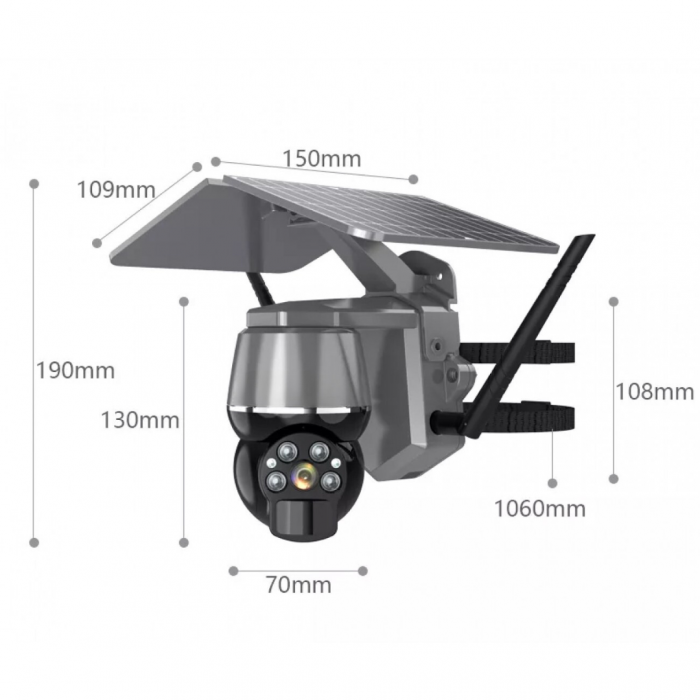 Camera de Supraveghere SIM 4G, 4MP ,exterior, senzor de miscare, panou solar, rotire din aplicatie, Andowl Q-S808 [8]