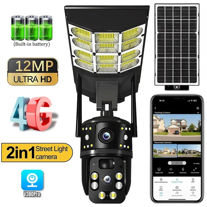 Camera de Supraveghere SIM 4G cu Lampa Solara Incorporata, Control din Telefon, Microfon + Difuzor Incorporat, Senzor de Miscare [9]