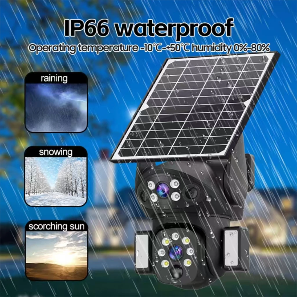 Camera de Supraveghere Solara 4G, 2 Lentile, Rotatie 355 grade, Control din Telefon, Vedere Nocturna, V380 Pro [10]