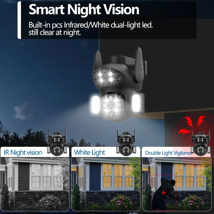 Camera de Supraveghere Solara 4G, 2 Lentile, Rotatie 355 grade, Control din Telefon, Vedere Nocturna, V380 Pro [5]