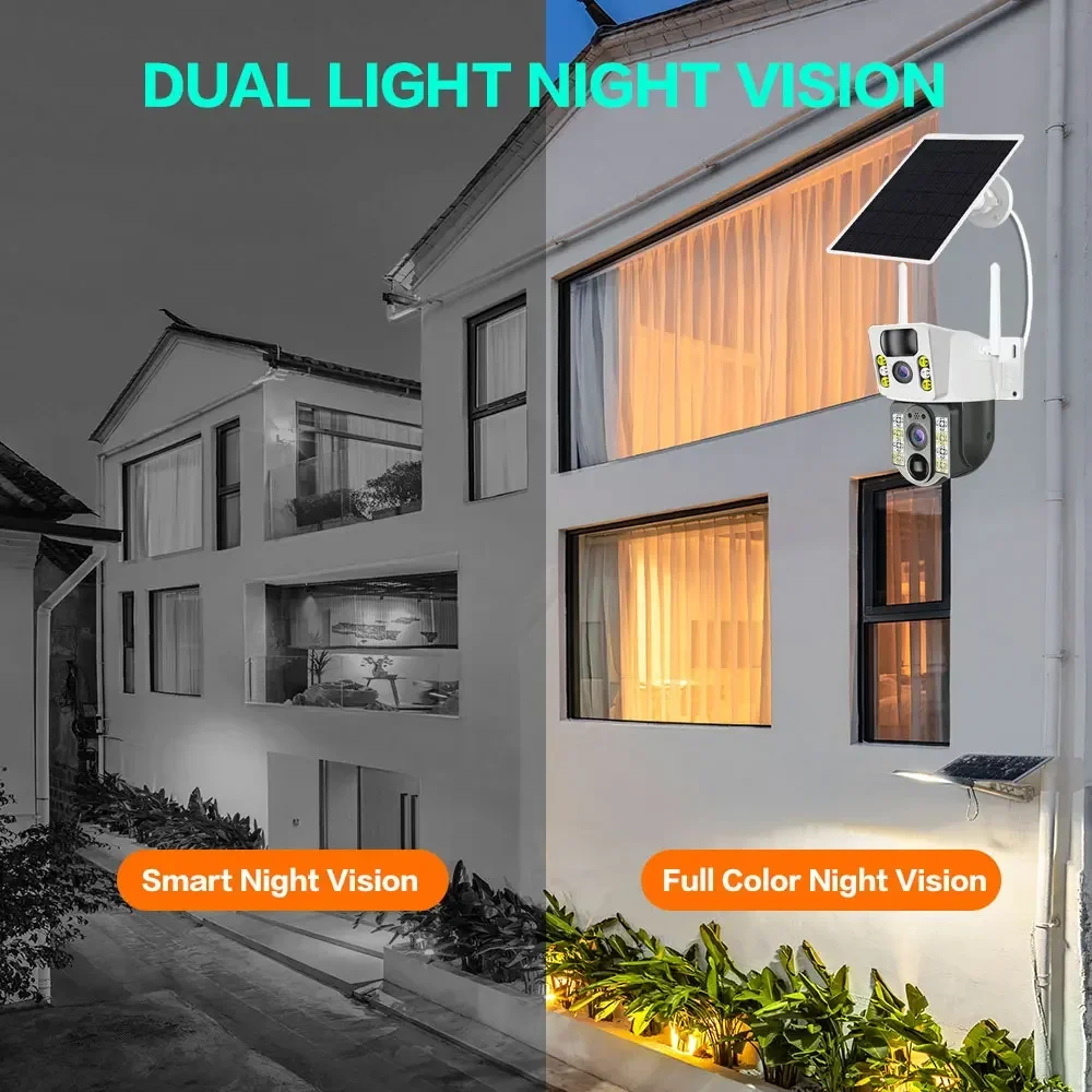 Camera Supraveghere Solara 4G Dubla, 2 lentile, Cartela SIM, 6 MP, Zoom 10X, Full HD 1080p, Panou Solar 9W Rezistenta La Apa IP 66, Alba [4]