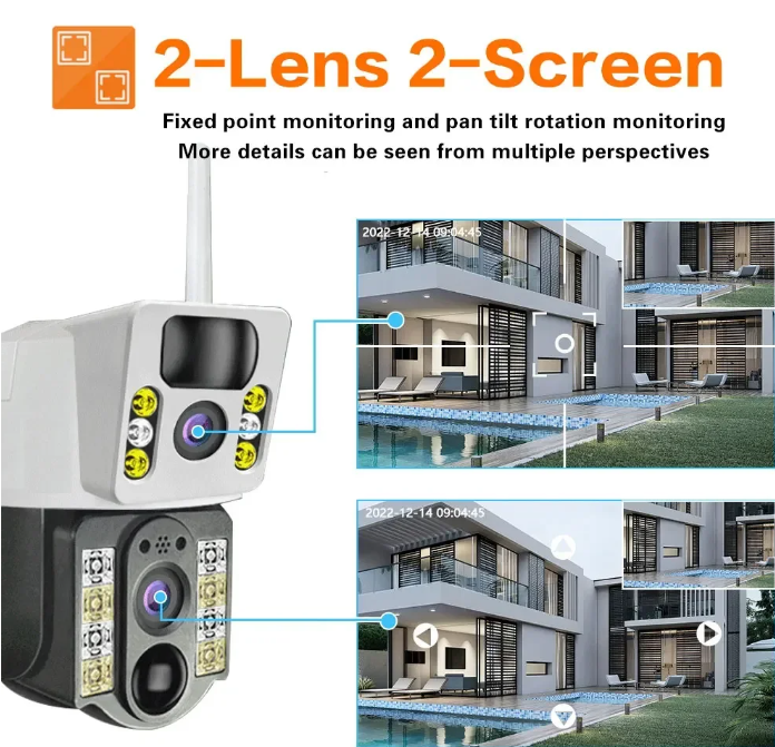 Camera Supraveghere Solara 4G Dubla, 2 lentile, Cartela SIM, 6 MP, Zoom 10X, Full HD 1080p, Panou Solar 9W Rezistenta La Apa IP 66, Alba [3]