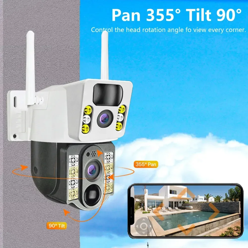 Camera Supraveghere Solara 4G Dubla, 2 lentile, Cartela SIM, 6 MP, Zoom 10X, Full HD 1080p, Panou Solar 9W Rezistenta La Apa IP 66, Alba [2]