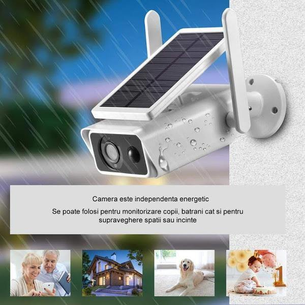 Camera de Supraveghere Solara, FULL HD 1080p, Wireless, Microfon si Difuzor, IP65, Alarma, IR Night Vision [3]