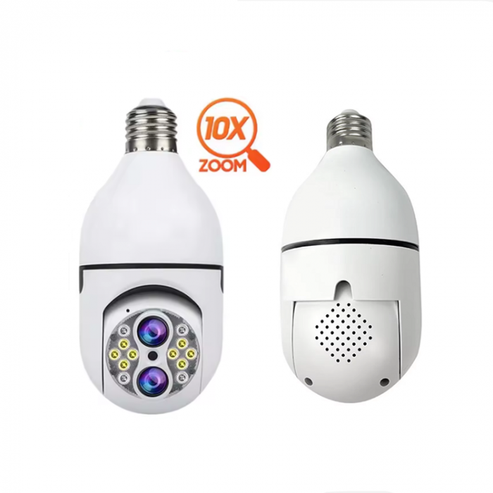 Camera de Supraveghere tip Bec E27, Lentila dubla, 3MP, Panorama 360 grade, Detectie Miscare, Viziune Nocturna [7]