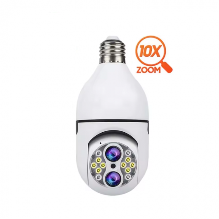 Camera de Supraveghere tip Bec E27, Lentila dubla, 3MP, Panorama 360 grade, Detectie Miscare, Viziune Nocturna [8]
