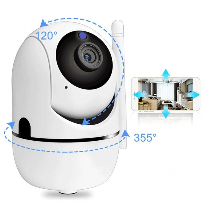 Camera de supraveghere Wi-FI, Interior, Monitor Bebe cu Night Vision si Rotire Automata, Full HD, Conectare Telefon [2]