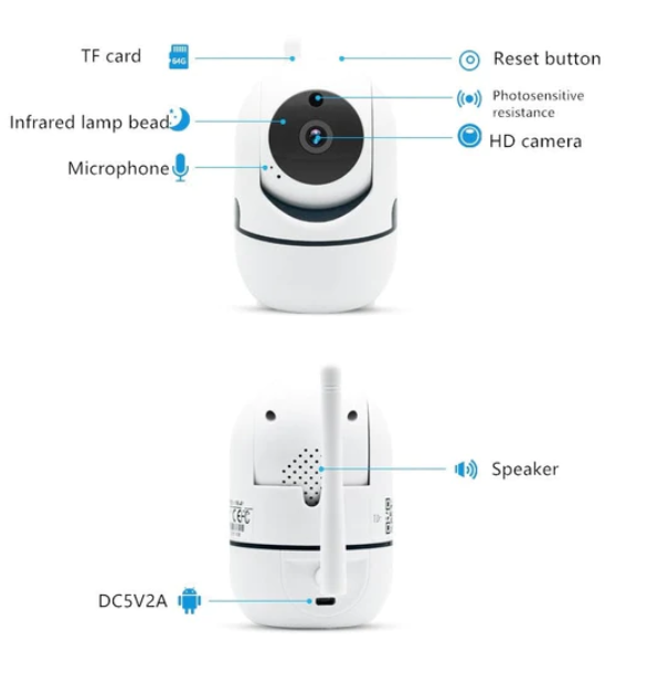 Camera de supraveghere Wi-FI, Interior, Monitor Bebe cu Night Vision si Rotire Automata, Full HD, Conectare Telefon [9]