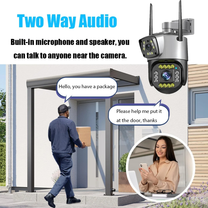Camera de Supraveghere WiFi cu 2 Lentile, Control din Telefon, Vedere Nocturna, Detectie Umana, Microfon si Difozr, Zoom [8]