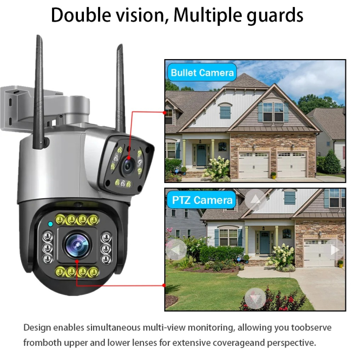 Camera de Supraveghere WiFi cu 2 Lentile, Control din Telefon, Vedere Nocturna, Detectie Umana, Microfon si Difozr, Zoom [9]