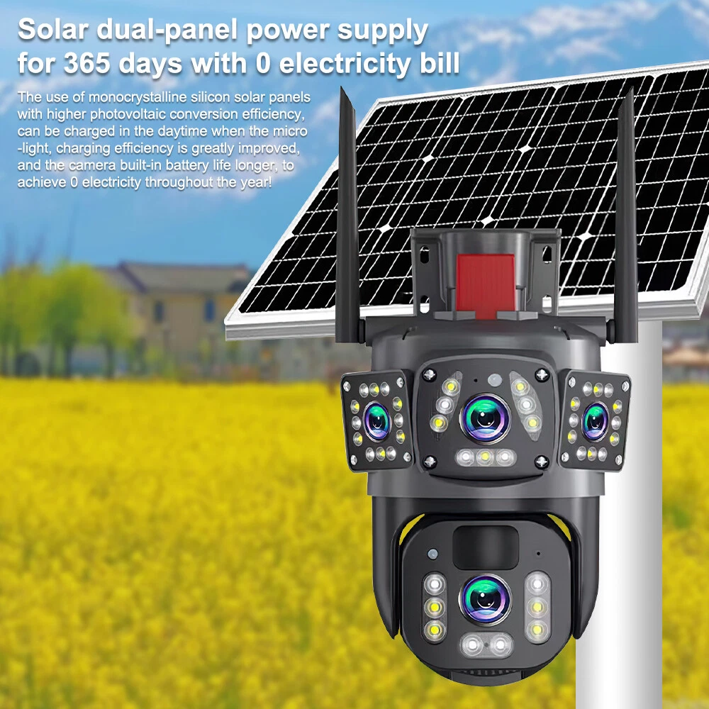 Camera de Supraveghere WiFi cu Panou Solar, 6MP Full HD, Lentila Rotativa si Fixa, Detectie Umana AI, Night Vision 30m, Zoom 10X [12]