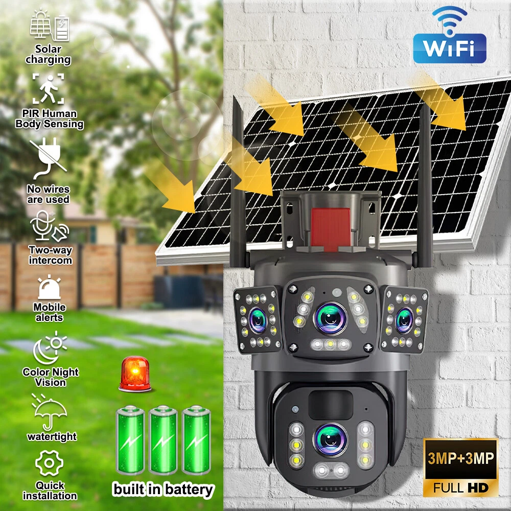 Camera de Supraveghere WiFi cu Panou Solar, 6MP Full HD, Lentila Rotativa si Fixa, Detectie Umana AI, Night Vision 30m, Zoom 10X [2]