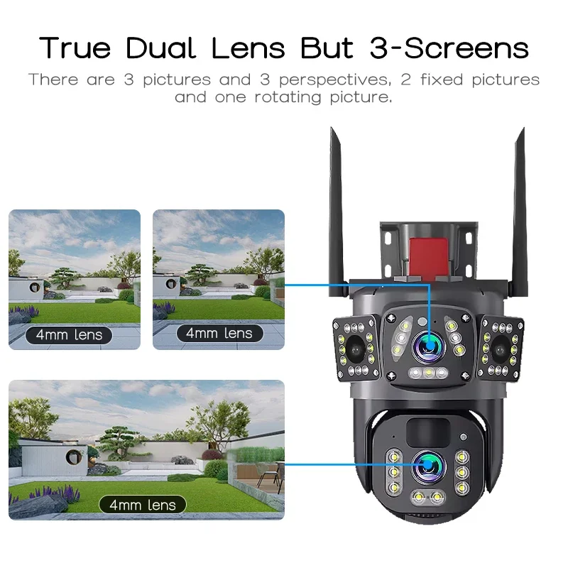 Camera de Supraveghere WiFi cu Panou Solar, 6MP Full HD, Lentila Rotativa si Fixa, Detectie Umana AI, Night Vision 30m, Zoom 10X [5]