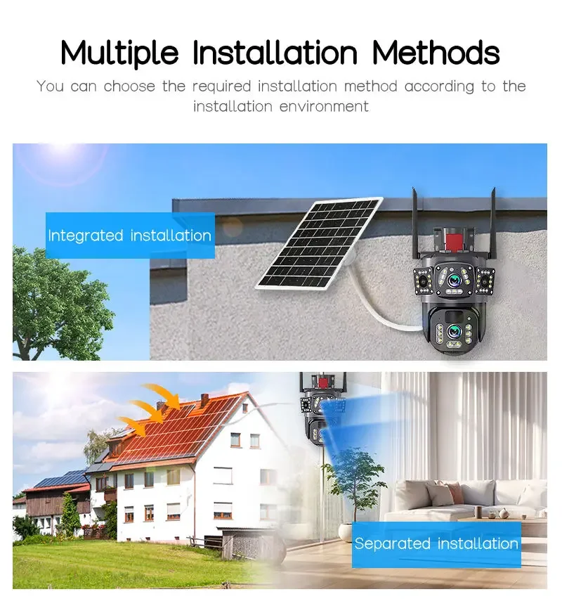 Camera de Supraveghere WiFi cu Panou Solar, 6MP Full HD, Lentila Rotativa si Fixa, Detectie Umana AI, Night Vision 30m, Zoom 10X [11]
