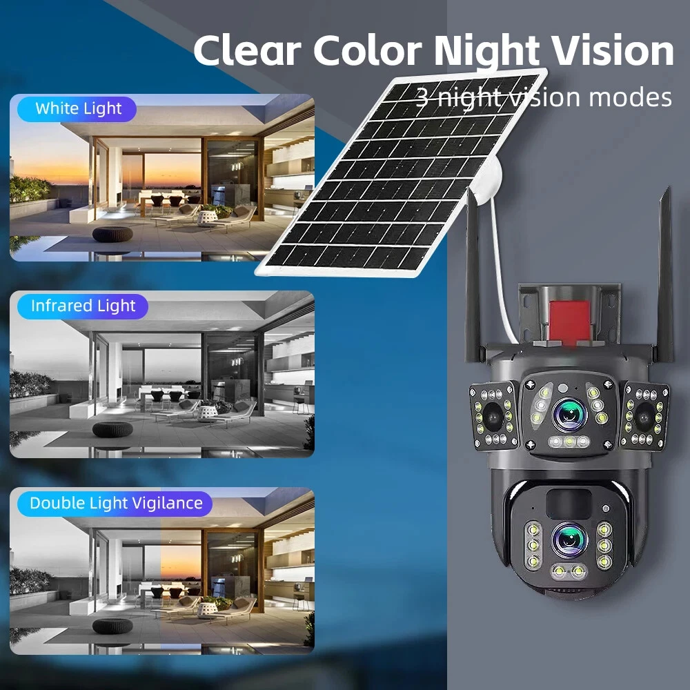 Camera de Supraveghere WiFi cu Panou Solar, 6MP Full HD, Lentila Rotativa si Fixa, Detectie Umana AI, Night Vision 30m, Zoom 10X [9]