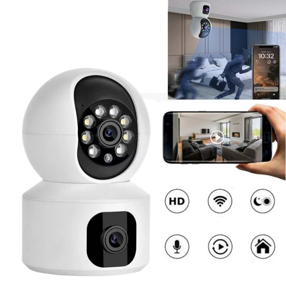 Camera Dubla de Supraveghere pentru Interior, 3MP, WiFi, Rotire 360°, HD, Senzor miscare [4]