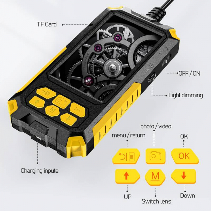 Camera Endoscop Andowl Q NK69, 2K HD, ecran IPS de 4,5 inch, 9 lumini LED, rezistent la apa IP67, cablu 5m [3]