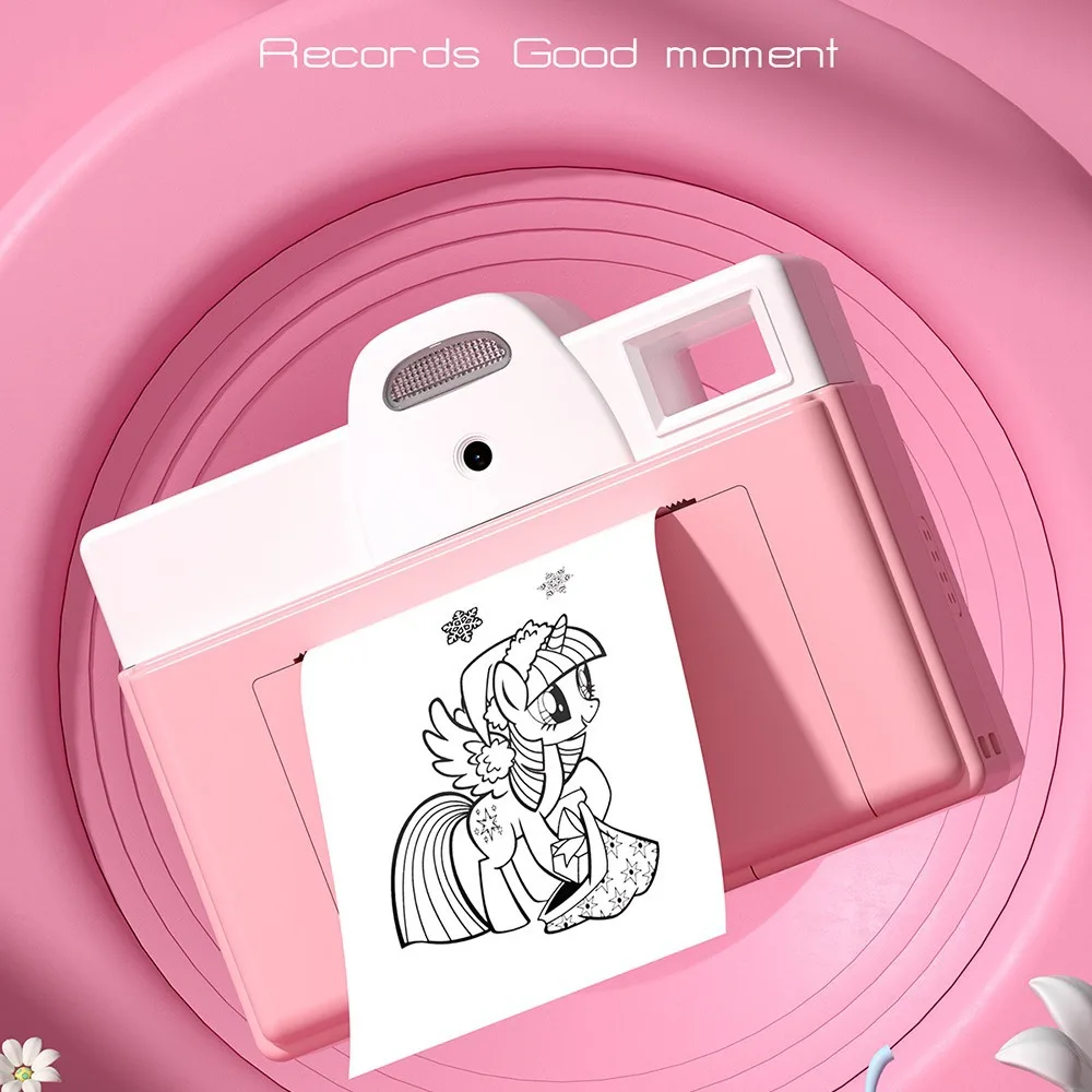Camera foto digitala pentru copii cu mini imprimanta termica incorporata, HD, Roz/Albastru [2]