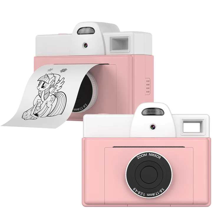 Camera foto digitala pentru copii cu mini imprimanta termica incorporata, HD, Roz/Albastru [1]