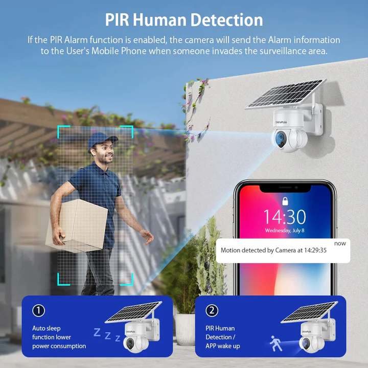 Camera IP Exterioara 4G/5G cu Panou Solar, Slot SIM, Rezolutie 4K, Viziune Nocturnă IR, 3.0MP, Andowl [4]