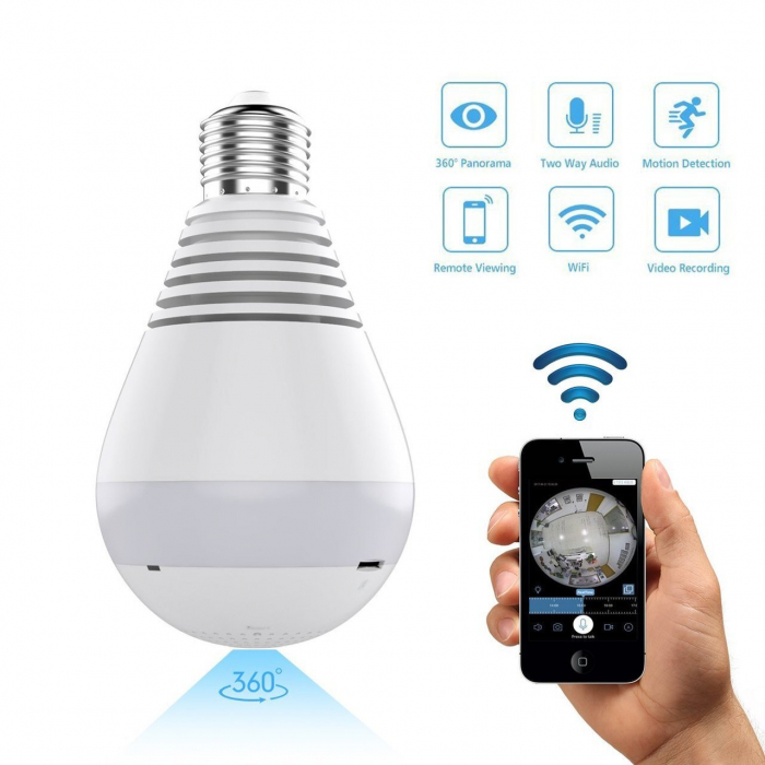 Camera de Supraveghere Tip Bec Inteligent, Wireless Full-HD, 360 grade [3]