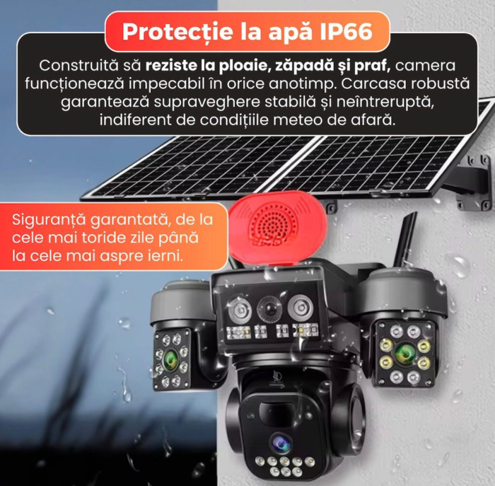 Camera Supraveghere 4G 12MP cu Panou Solar, PTZ 355°, Detectare Miscare PIR, Vedere Nocturna, IP66, Monitorizare Exterior, Card 32GB Inclus [7]