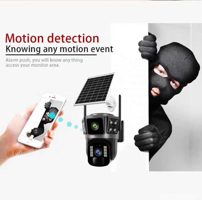 Camera Supraveghere 4G cu Panou Solar, 3 Lentile, UltraHD, Rotativa 360, Functioneaza cu cartela sim [5]