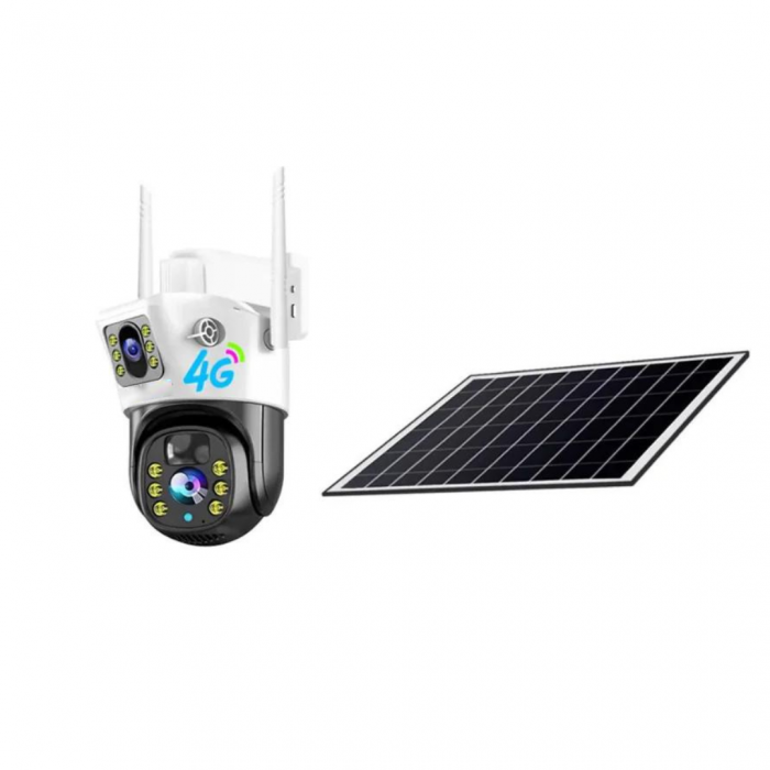 Camera Supraveghere 4G Dubla cu Panou Solar, Ultra HD, Dual Camera 6MP, Incarcare Solara, Rotire Din Aplicatie, Rezistenta La Apa, Infrarosu, Microfon si Difuzor [10]