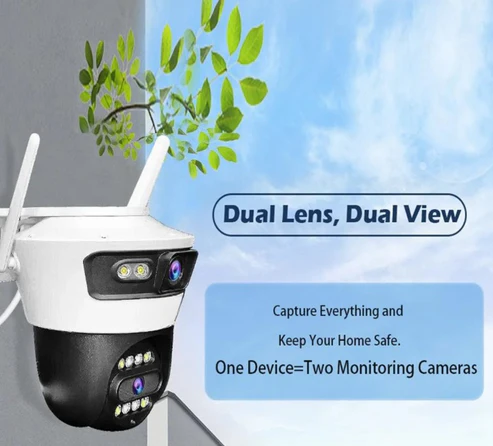Camera Supraveghere Dubla Jortan, 2 Lentile, Fixa si Mobila 3+3MP, Conexiune Wifi, Exterior, IP66 Protectie [2]
