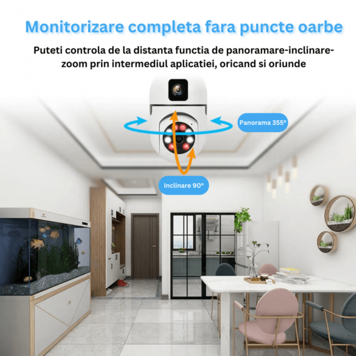 Camera Supraveghere Dubla tip bec E27, Lentila fixa si mobila, 4 MP, Senzor de Miscare [3]