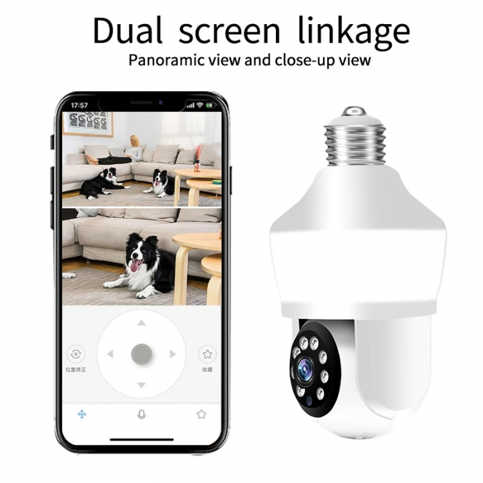 Camera Supraveghere tip bec E27, cu lumina bec led incorporata, Senzor de Miscare, Control din telefon [7]