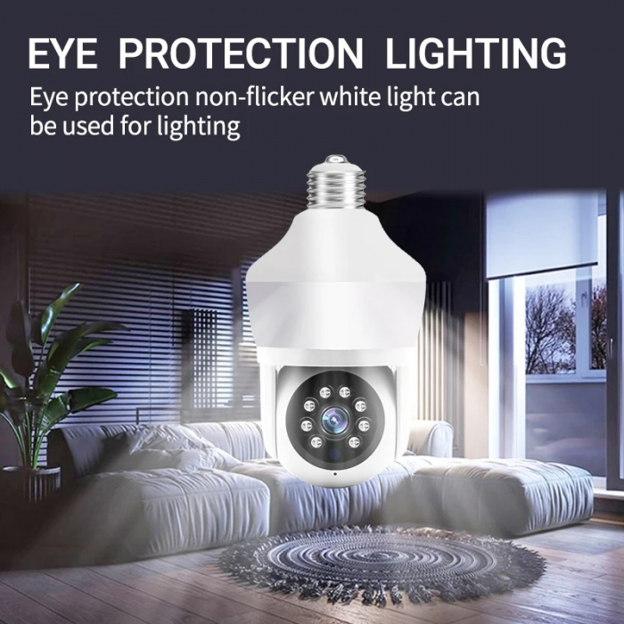 Camera Supraveghere tip bec E27, cu lumina bec led incorporata, Senzor de Miscare, Control din telefon [6]